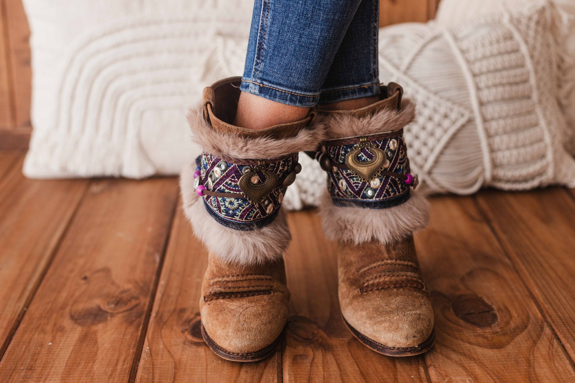 Mirror Accent & Fur Trim Western Boot