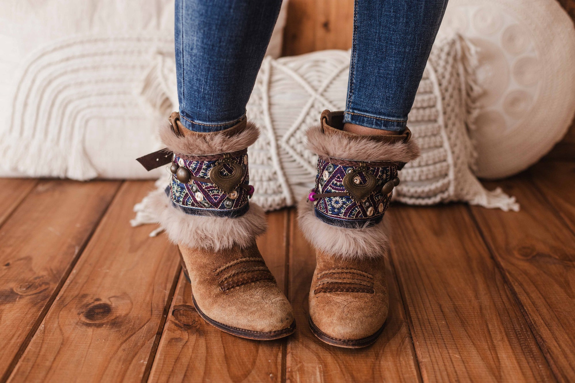 Mirror Accent & Fur Trim Western Boot