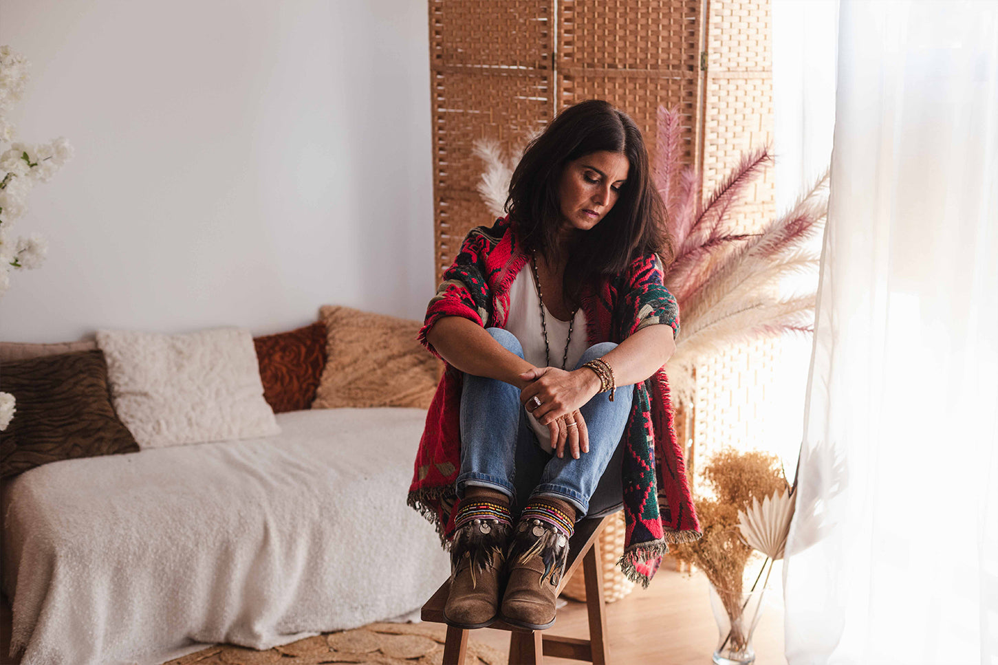 Multicolored Beaded Trim Perfect Cowgirl Boot