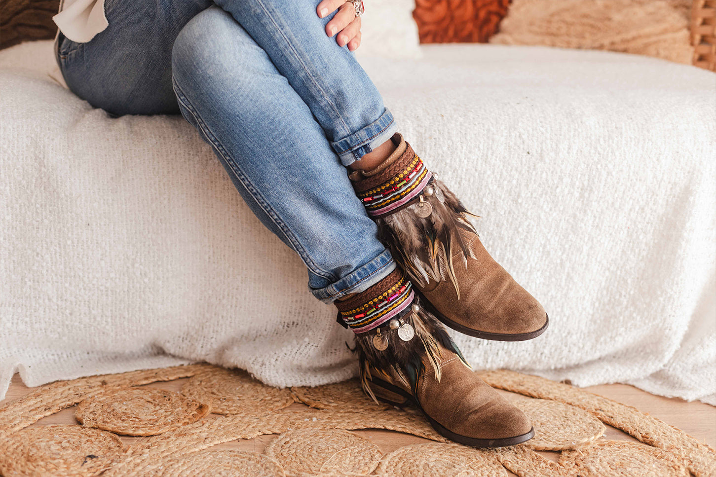 Multicolored Beaded Trim Perfect Cowgirl Boot