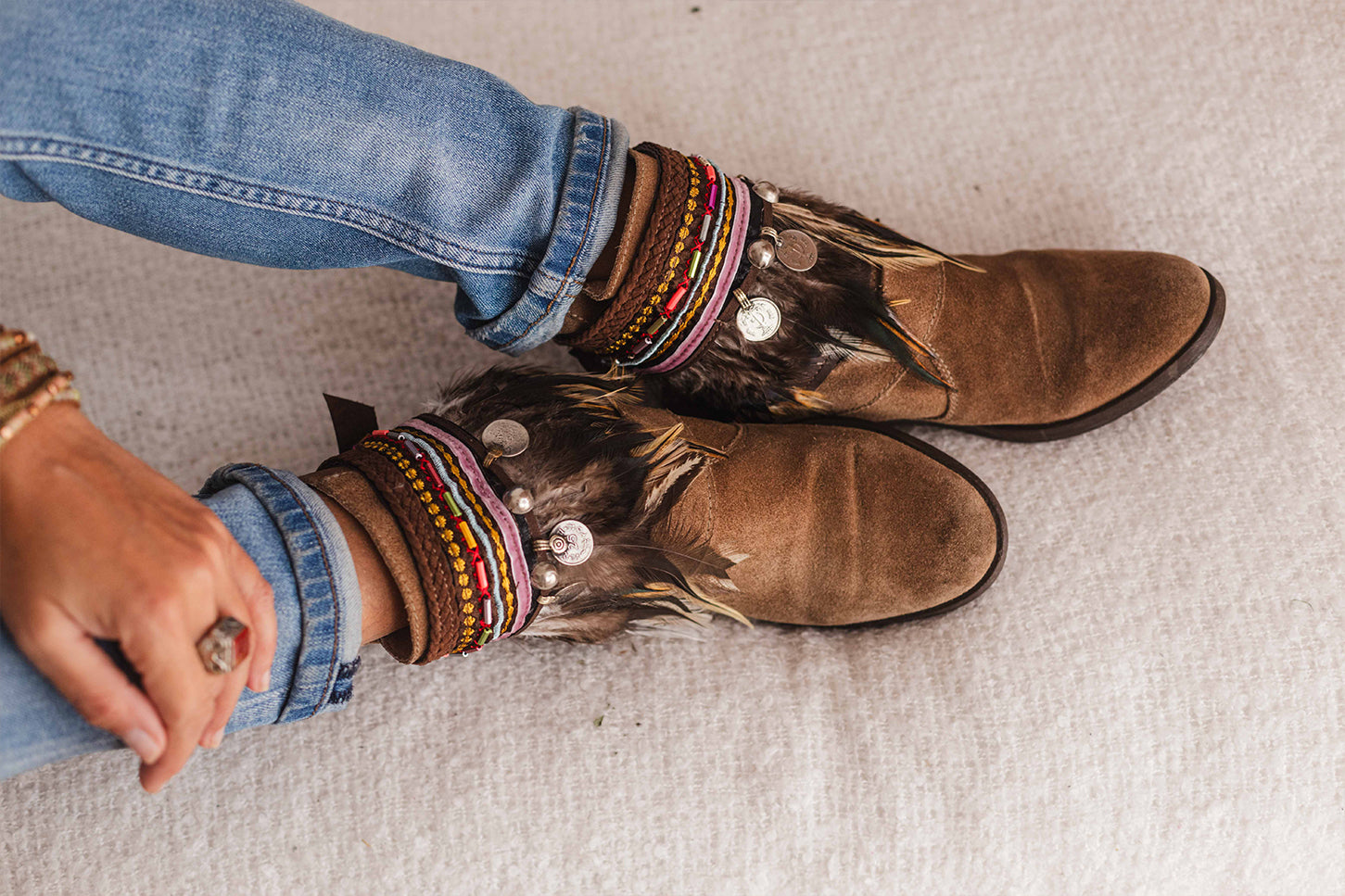 Multicolored Beaded Trim Perfect Cowgirl Boot