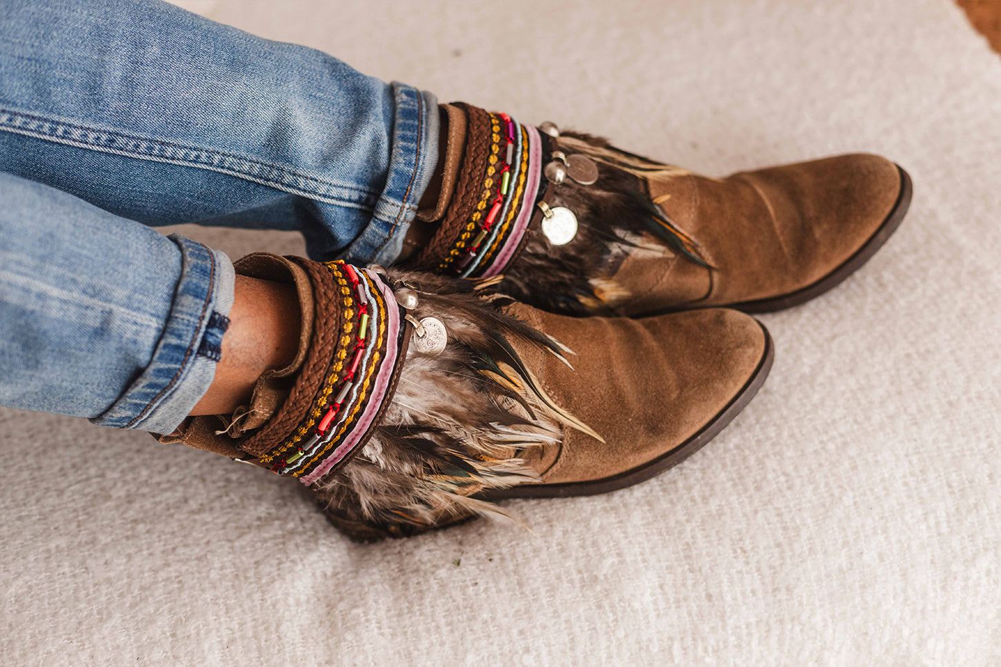 Multicolored Beaded Trim Perfect Cowgirl Boot
