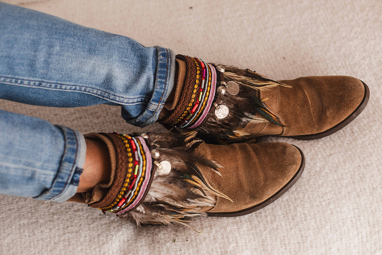 Multicolored Beaded Trim Perfect Cowgirl Boot