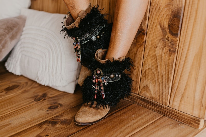 Native Dreamcatcher Beaded Feather Boot Covers