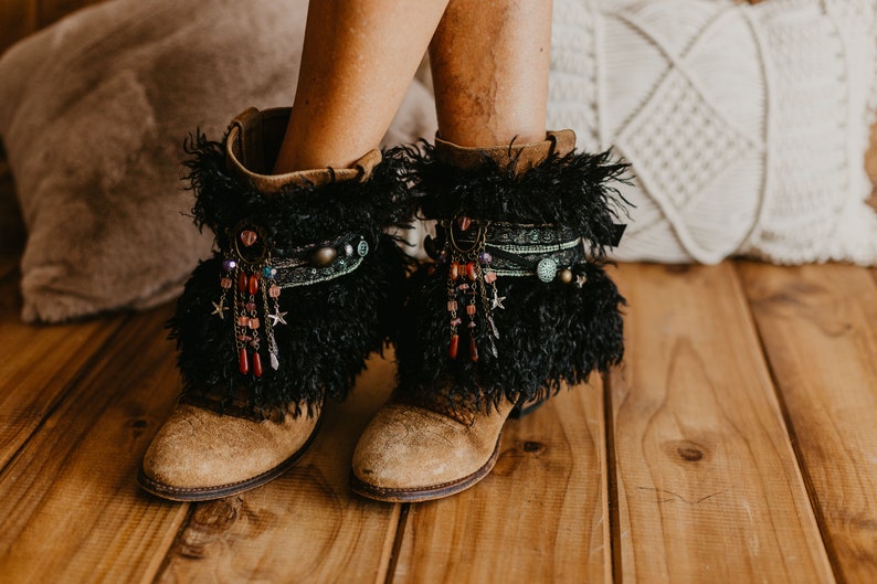 Native Dreamcatcher Beaded Feather Boot Covers