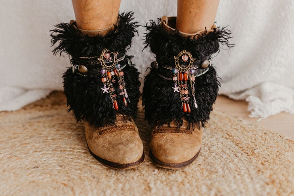 Native Dreamcatcher Beaded Feather Boot Covers