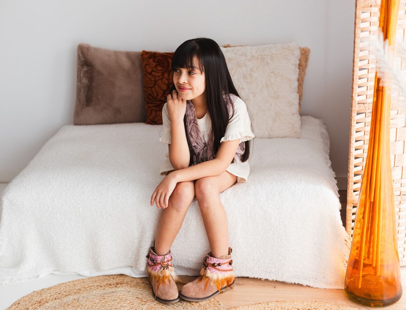 Pink Vibrant Tribal Design Girl Child Boot Covers