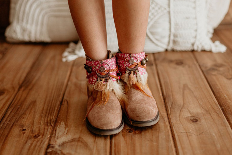 Pink Vibrant Tribal Design Girl Child Boot Covers