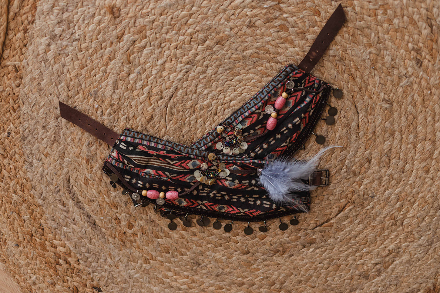 Printed Silk Scarf Coin Accents Unique Boot