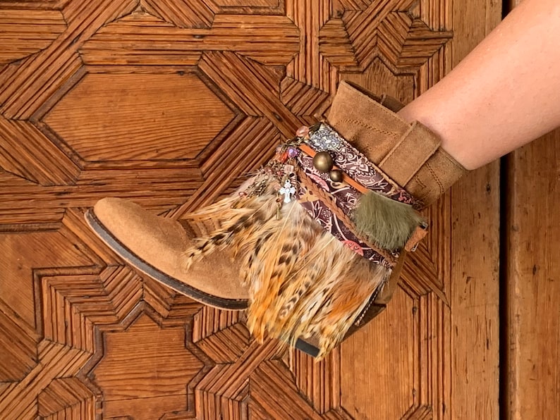 Tribal Beaded Feather Boot Covers