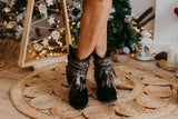 Tribal Ethnic Boot Covers with Feathers