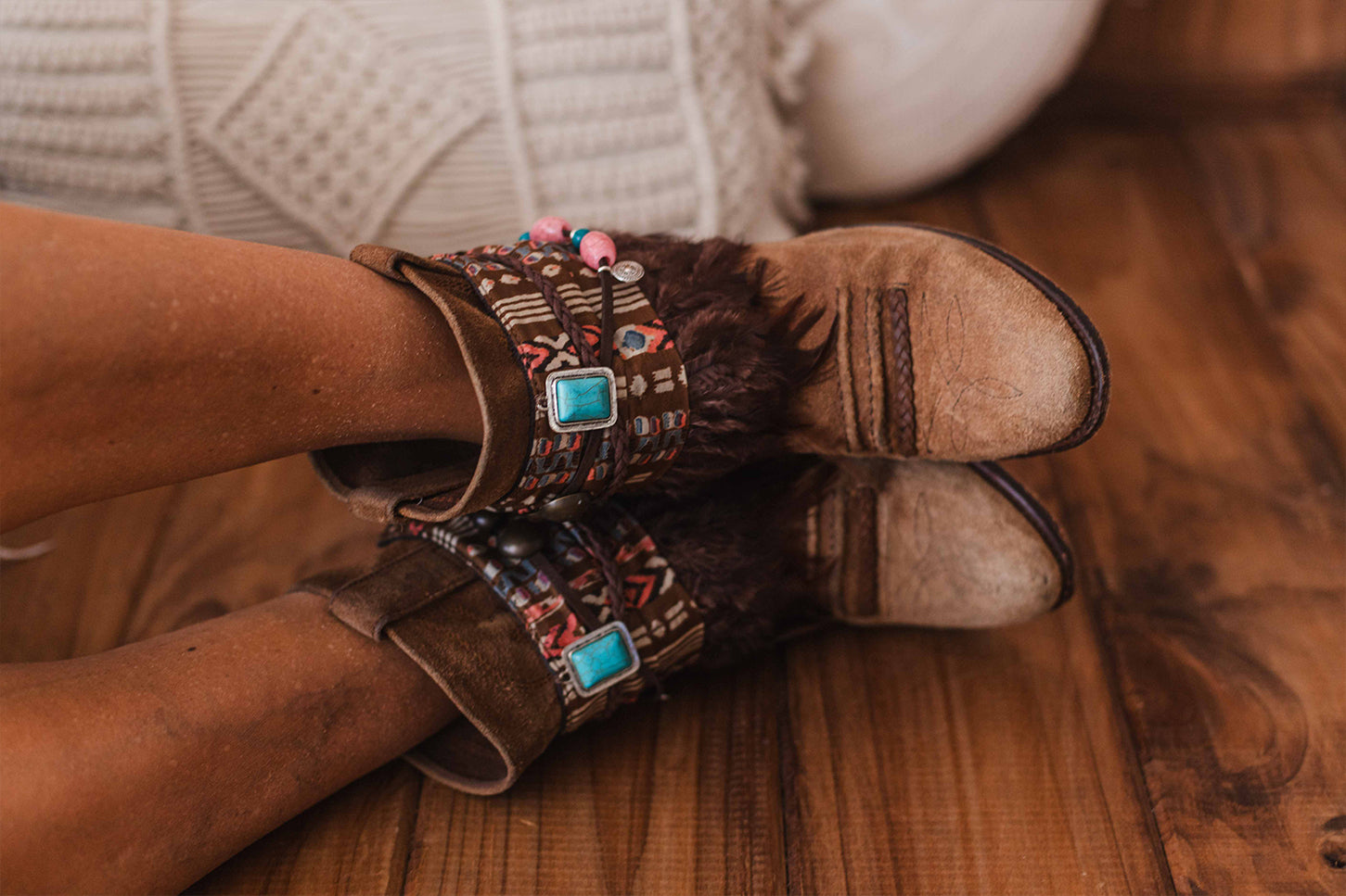 Turquoise Cuffs Decorative Boot