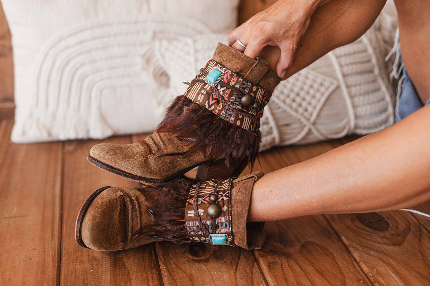 Turquoise Cuffs Decorative Boot