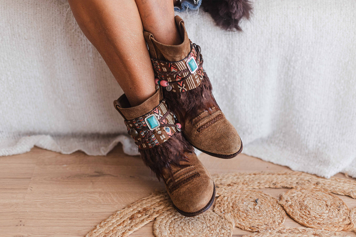 Turquoise Cuffs Decorative Boot