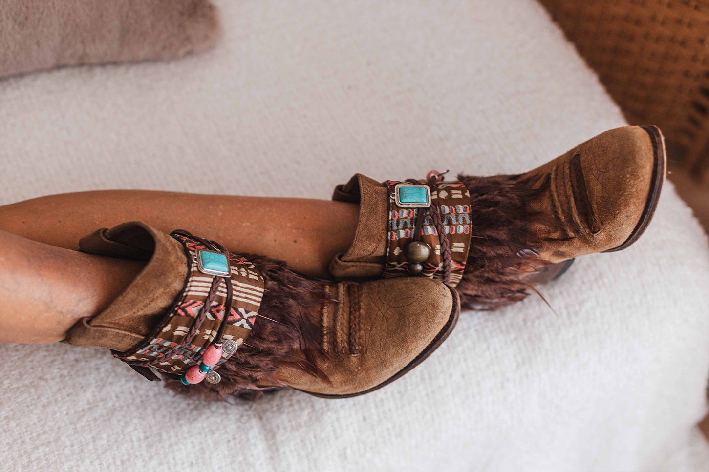 Turquoise Cuffs Decorative Boot