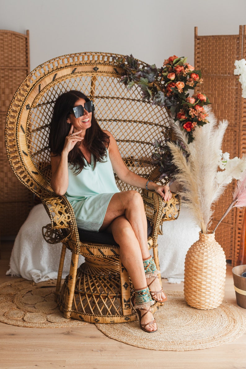 Turquoise Flat Summer Sandal Ankle Wraps