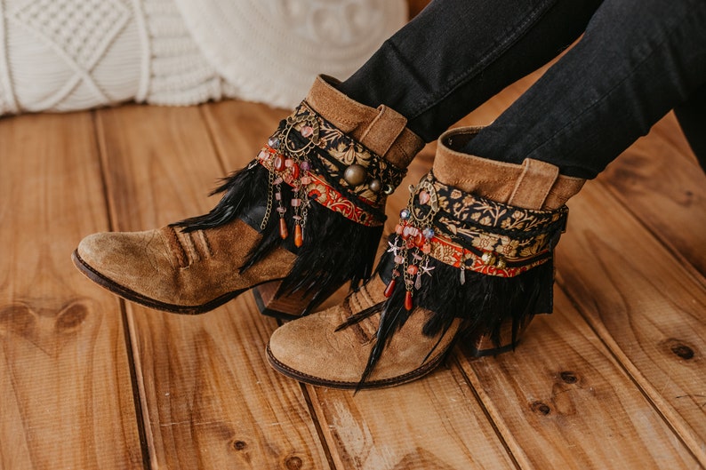 Western Rhinestone Floral Print Boot Covers