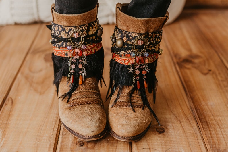 Western Rhinestone Floral Print Boot Covers