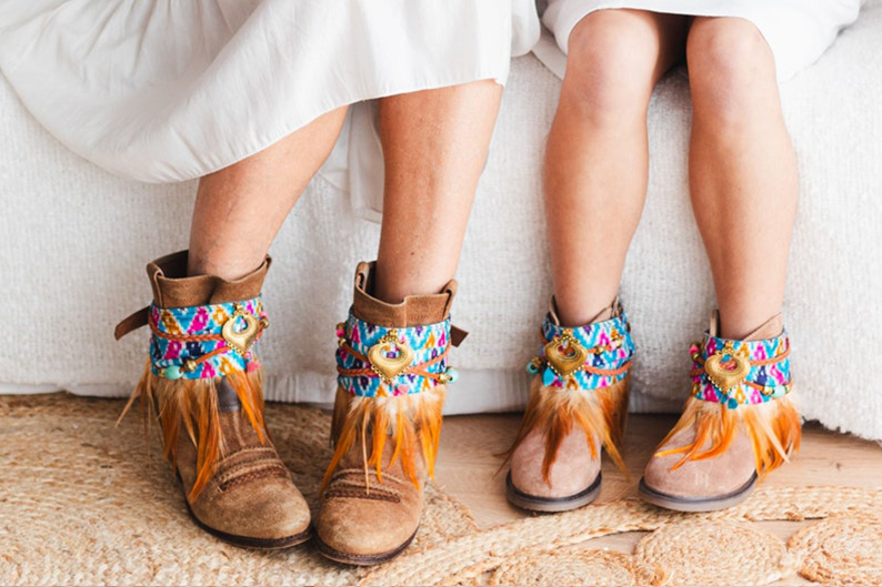 Puños de botas únicos a juego para madre e hija 