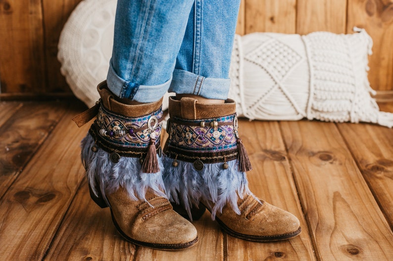 Hippie Beaded Feather Boot Covers