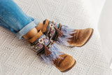 Cubrebotas hippies con plumas 