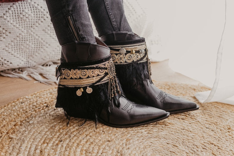 Bohemian Indigenous Ankle Boot Wraps Covers