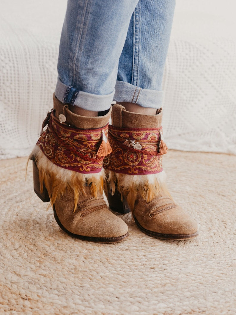 Boho Feather Cuffs with Buckles