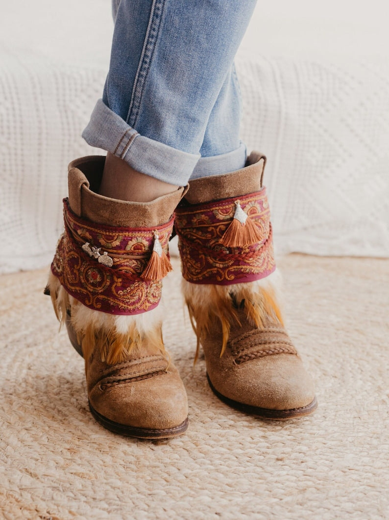 Boho Feather Cuffs with Buckles