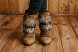 Feather Fringe Vintage Embroidered Boot Covers