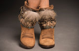 Feather Fringe Vintage Embroidered Boot Covers