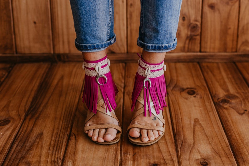 Fringe Hippe Barefoot Sandal Ankle Wraps