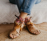 Fashionable Bohemian Feathered Footwear Sandals