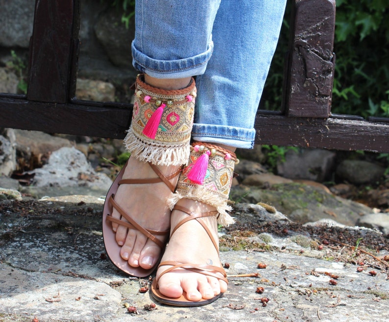 Boho Barefoot Hippie Sandal Ankle Wraps