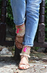 Boho Barefoot Hippie Sandal Ankle Wraps