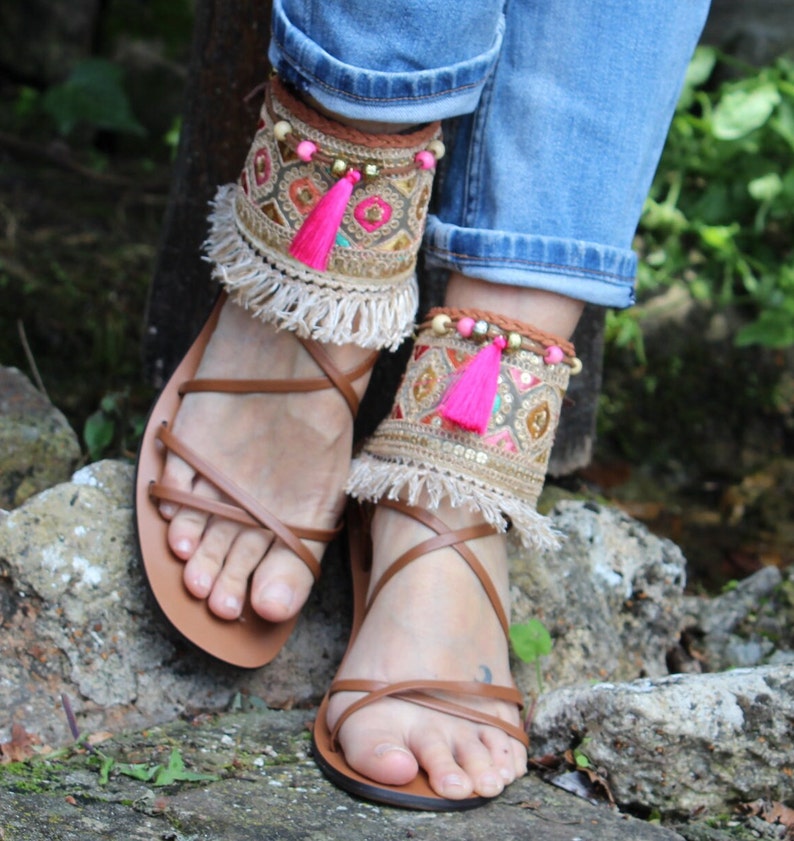 Boho Barefoot Hippie Sandal Ankle Wraps