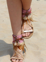 Fashionable Bohemian Feathered Footwear Sandals