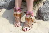 Fashionable Bohemian Feathered Footwear Sandals