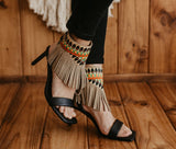 Ethnic Leather Anklet Wrap Fringe Sandals