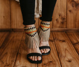 Ethnic Leather Anklet Wrap Fringe Sandals