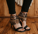 Ethnic Feather Ankle Belt Wrap Sandals