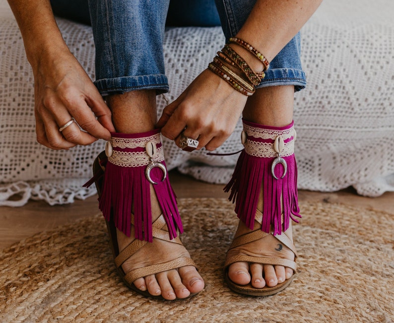 Fringe Hippe Barefoot Sandal Ankle Wraps