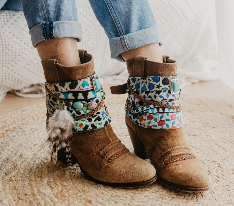 Boho Feather Boot Bracelet Cuffs for Women