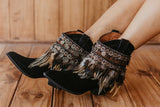 Tribal Ethnic Boot Covers with Feathers