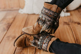 Tribal Ethnic Boot Covers with Feathers