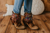 Brown Feather Hem Dreamcatcher Boot Covers