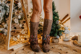 Brown Feather Hem Dreamcatcher Boot Covers