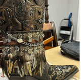 Tribal Ethnic Boot Covers with Feathers