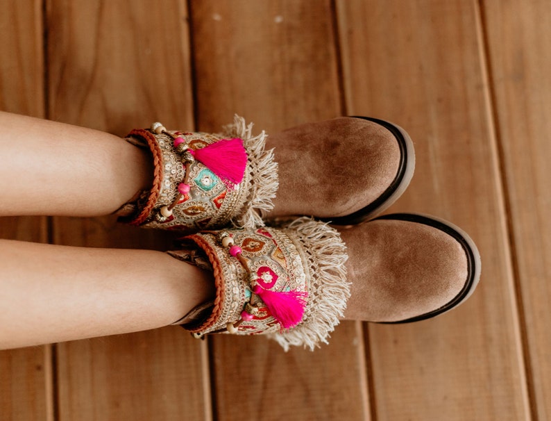 Girl's Pink Tribal Pattern Boot Cuffs