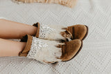 Indie Style Boot Covers with Lvory Feathers