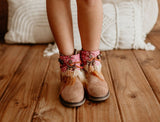 Cubrebotas de diseño tribal rosa vibrante para niñas